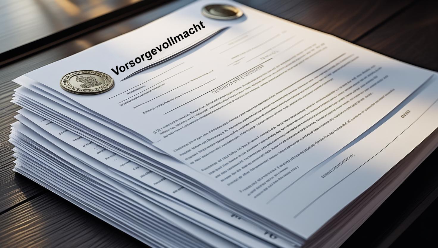 Foto mit Papier Unterlagen und dem Thema Vorsorgevollmacht